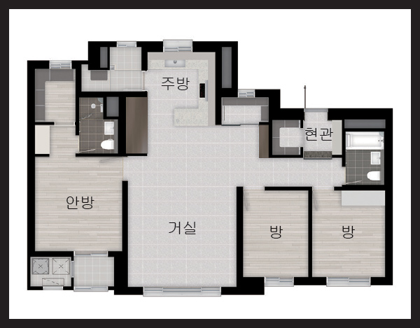 주방 거실 안방 방 현관 방